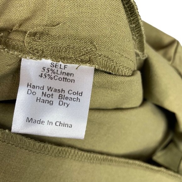 Mod Ref Sage Green Linen Jumpsuit Crop Wide Leg Overalls Womens Relaxed Fit - Picture 11 of 11